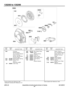 Rewind Group 2 Diagram and Parts List for 135207-0325-XX  Briggs and Stratton Engine